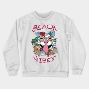 Beach sugar Skull dog Crewneck Sweatshirt